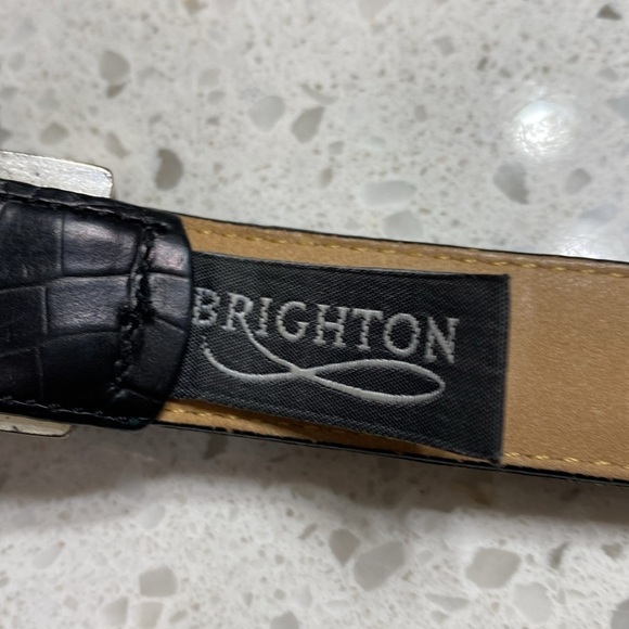Brighton Concha belt Size XL 36 Black Silvertone buckle and concha’s FLAW - Picture 2 of 8
